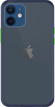 Telefoonglaasje Hoesje Geschikt voor iPhone 12 Mini - TPU randen met PVC achterzijde - Blauw/Transparant - Beschermhoes - Case - Cover