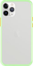 Telefoonglaasje Hoesje Geschikt voor iPhone 11 Pro Max - TPU randen met PVC achterzijde - Lichtblauw/Transparant - Beschermhoes - Case - Cover
