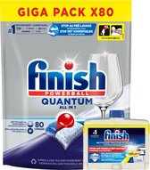 Finish Quantum Regular 80 tabs & Finish Hygiene Machinereiniger Lemon