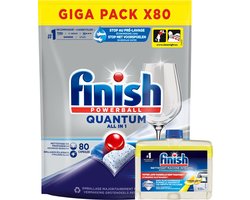 Finish Quantum Regular 80 tabs & Finish Hygiene Machinereiniger Lemon