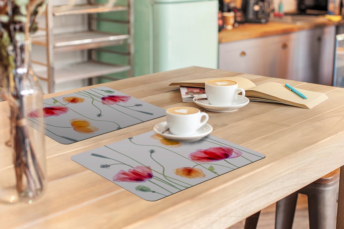 KitchenYeah© Placemats 6 stuks 45x30 cm Keuken Decoratie Placemats Afwasbaar Anti Slip Tafelmat Vinyl Onderlegger Eettafel - Kunst - Abstract - Aesthetic - Goud