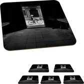 Onderzetters voor glazen - Deur - Fiets - Straat - Architectuur - 10x10 cm - Glasonderzetters - 6 stuks
