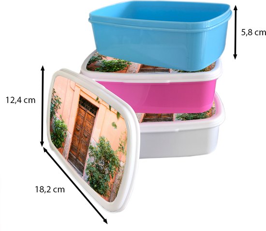 Boîte à pain Rose - Boîte à lunch - Boîte à pain - Porte - Bois - Plantes - Vert - 18x12x6 cm - Enfants - Fille