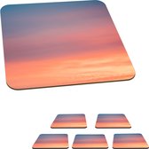 Onderzetters voor glazen - Zon - Lucht - Wolken - Roze - 10x10 cm - Glasonderzetters - 6 stuks