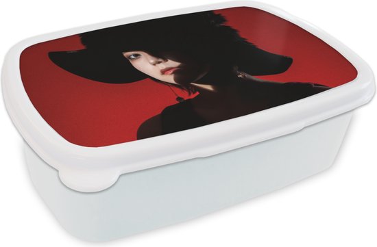 Boîte à pain Wit - Lunch box - Boîte à pain - Rouge - Femme - Zwart - Portrait - 18x12x6 cm - Adultes