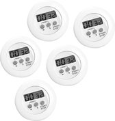 Set van 5 digitale timers, kookwekkers (alarmklok) wit