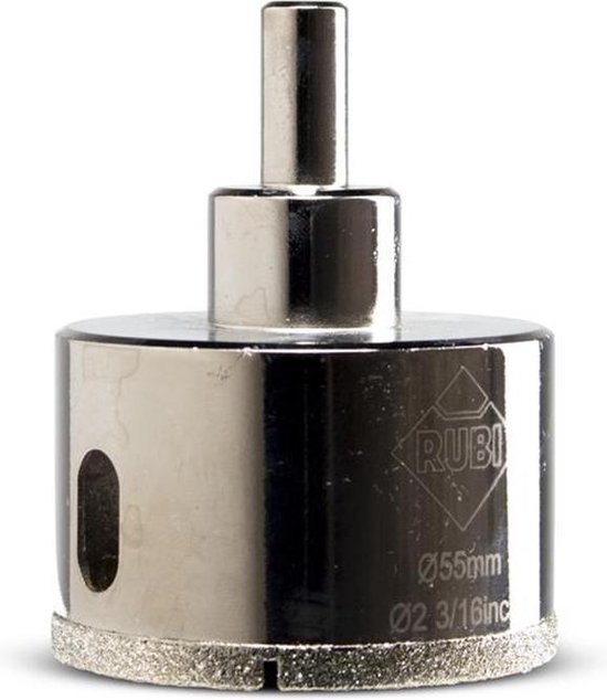 Rubi tegelboor, 55mm Ø, zilverkleurig, met diamanten rand.
