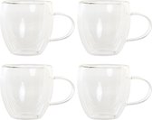 Items koffieglazen dubbelwandig - set 4x - cappuccino glazen - 250 ml