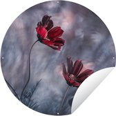 Tuincirkel Bloemen - Rood - Planten - Natuur - 150x150 cm - Ronde Tuinposter - Buiten