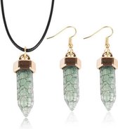 Fashionidea - Mooie sieraden set met groene hanger en oorbellen Pendant Set Green