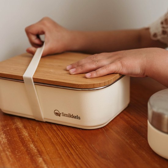 Smikkels - Boîte à pain Lunchbox en acier inoxydable - 900ml - Blanc doux