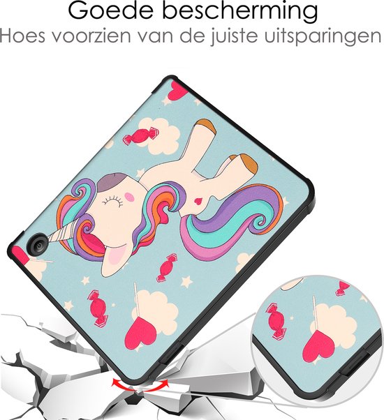 Hoes Geschikt voor Kobo Libra 2 Hoesje Bookcase Cover Book Case Hoes Sleepcover Trifold - Eenhoorn van Adore June — afbeelding 4