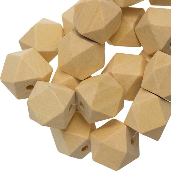 Blanke Houten Kralen Hexagon (22 mm) 25 stuks