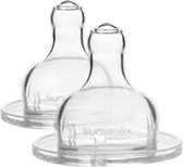 Suavinex Teets Rond 0m+ Slow Flow 2 stuks Silicone Flessenspenen SXSTR1028592