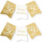 Paperdreams verjaardag vlaggenlijn 50 jaar - 2x - wit/goud - 600 cm