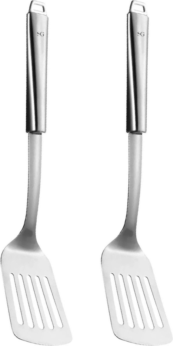 5Five Keukengerei bakspatel/bakspaan - 2x - zilver rvs - 34 cm
