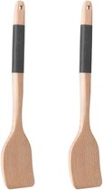 5Five Keukengerei bakspatel/bakspaan - 2x - beechwood hout - 32 cm