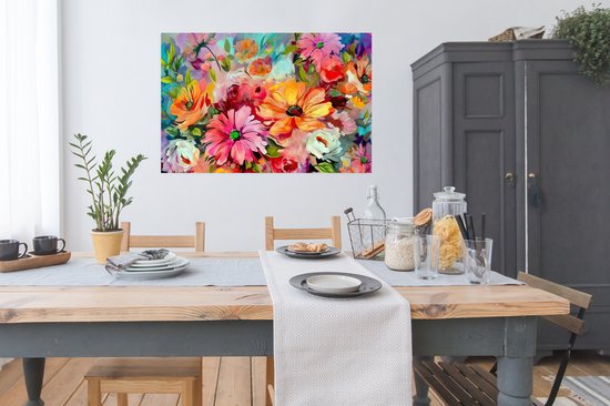Poster Fleurs - Coloré - Art - Peinture à l'huile - 120x80 cm