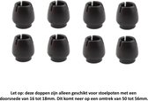 8x Ronde Stoelpoot Doppen Beschermers voor ronde stoelpoten van 16 - 18 mm zwart, omtrek 50 tot 56mm - Beschermdoppen Stoel Doppen - 8 stuks