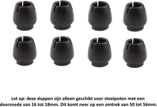 GoodGlides stoelpootdoppen zwart 18 mm stoelvloerbeschermers