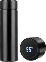 Yar Smart Thermos avec affichage LCD de la température - Tasse thermos - Thermos à double paroi - Bouteille isotherme - Thermos - Mug de voyage - Gourde - Gourdes - Acier inoxydable - Smart Thermos- Zwart