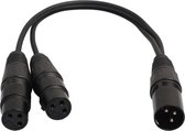30cm 3-pins XLR CANNON 1 male naar 2 vrouwelijke audiokabel Adapterkabel voor microfoon / audio-apparatuur (zwart)