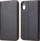 Horizontaal Flip PU lederen hoesje voor iPhone XR, met houder & kaartsleuven en portemonnee (zwart)