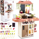 Speelgoed keuken - 63x45.5x22cm - met 42 accessoires - roze, crème