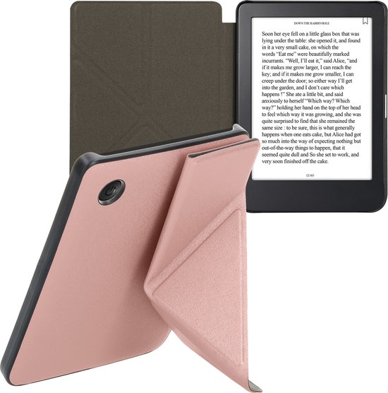 kwmobile e-reader hoesje geschikt voor Kobo Clara 2E hoes - Ereader flip case met standaard - E reader cover van kunstleer - In roségoud van Merkloos — afbeelding 4