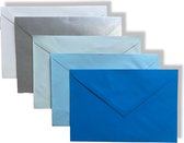 50 Cards & Crafts Luxe Gekleurde Enveloppen Blauwtinten - B6 - 120x175mm - 100g/sm