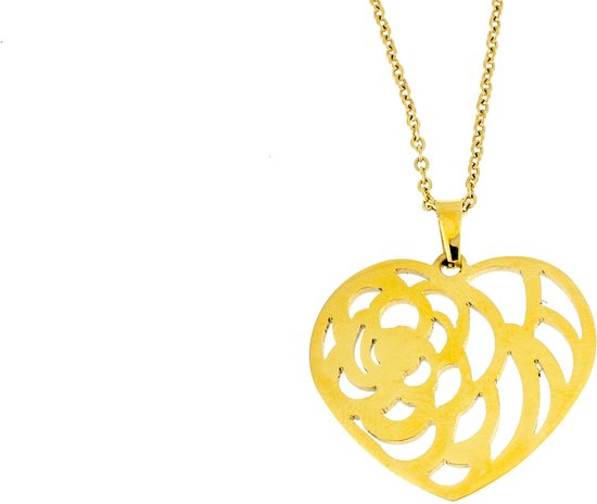 NKlaus 585 of 333 geel goud hart hanger ketting hoogglans gepolijst 10,5x10mm dames meisjes