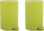 MSV Pedaalemmer - 2x - kunststof - appelgroen - 3L - klein model - 15 x 27 cm - Badkamer/toilet