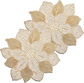 Zeller placemats bloemen vorm - 4x - kunststof - 49 x 47 cm - goud