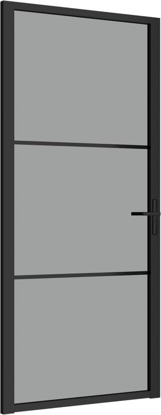 vidaXL-Binnendeur-93x201,5-cm-ESG-glas-en-aluminium-zwart