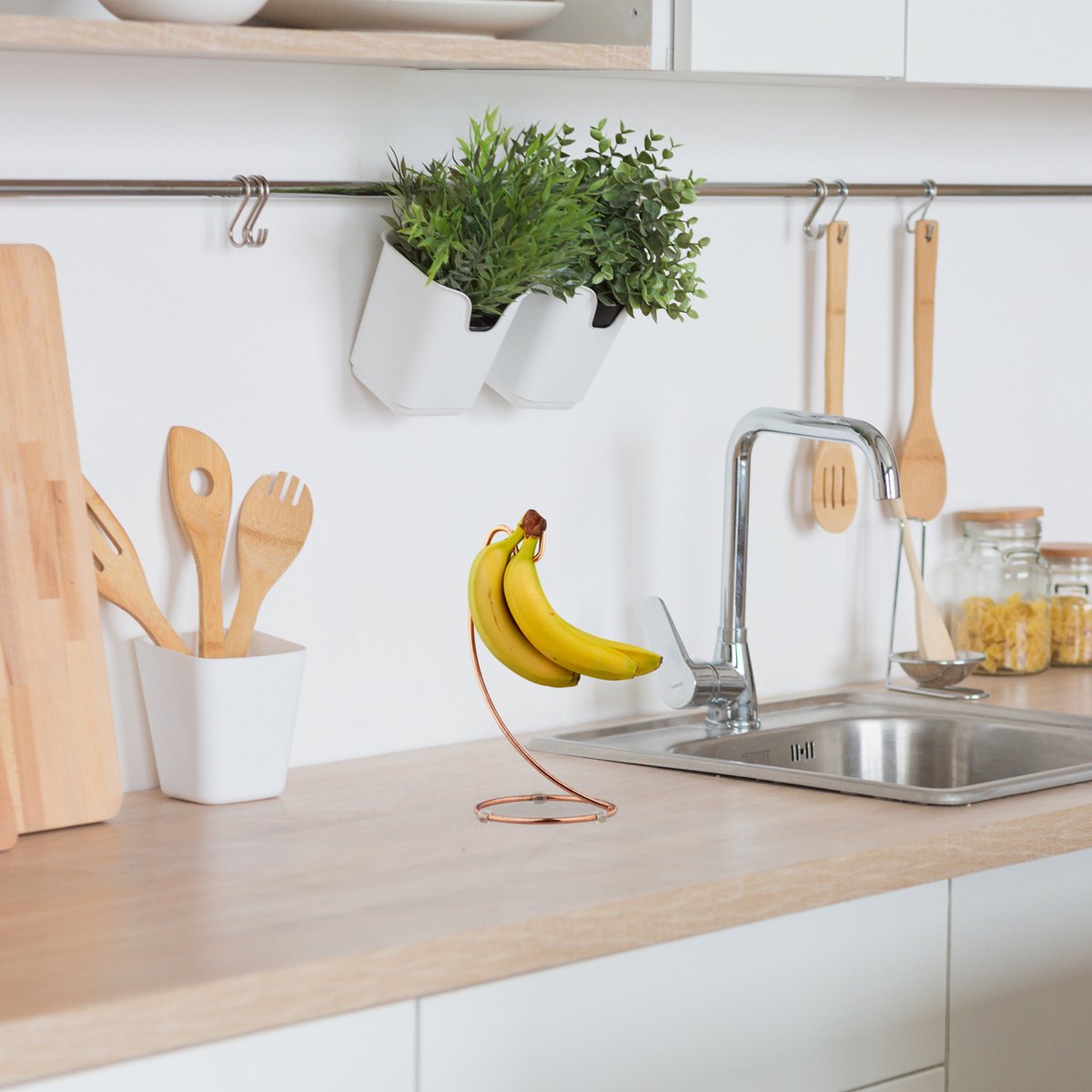 Bananenhouder - Bananenrek voor optimale frisheid | Houten basis met