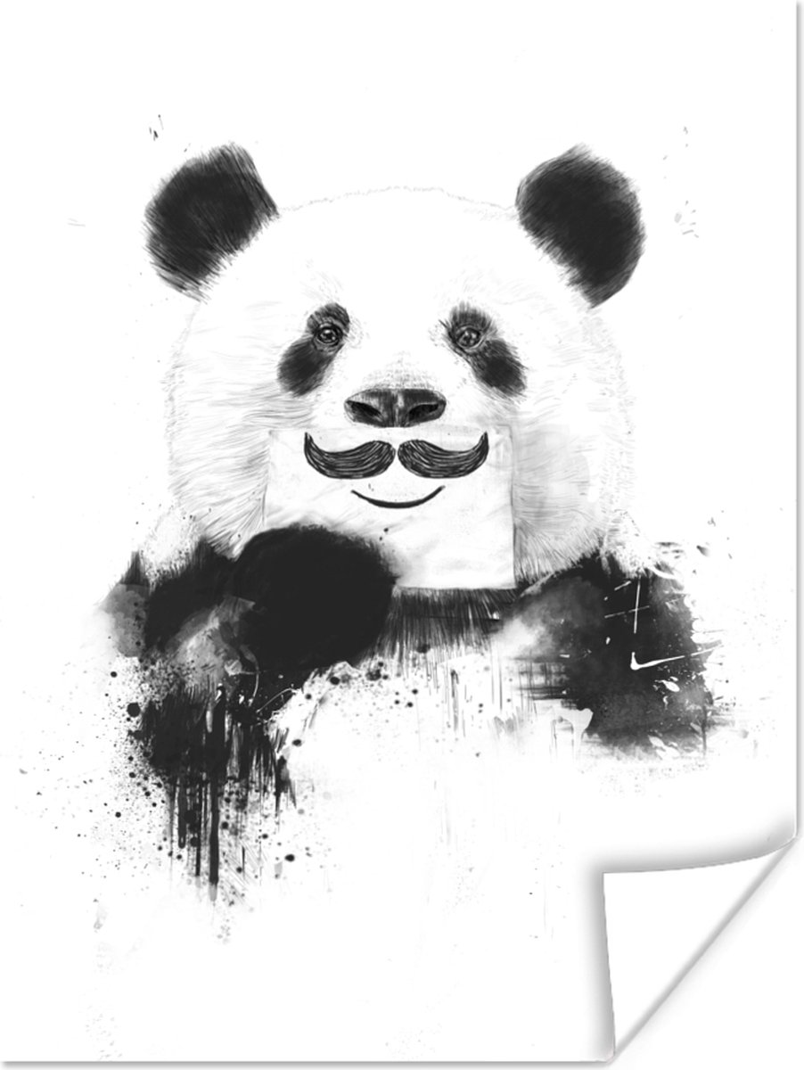 Poster Panda - Snor - Papier - Wit - 30x40 cm