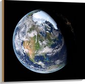 Hout - Licht en Donker op Aarde in het Heelal - 80x80 cm - 9 mm dik - Foto op Hout (Met Ophangsysteem)