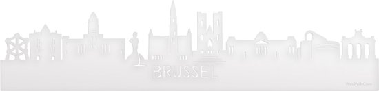 Skyline Brussel Wit Glanzend - 120 cm - Woondecoratie - Wanddecoratie - Meer steden beschikbaar - Woonkamer idee - City Art - Steden kunst - Cadeau voor hem - Cadeau voor haar - Jubileum - Trouwerij - WoodWideCities