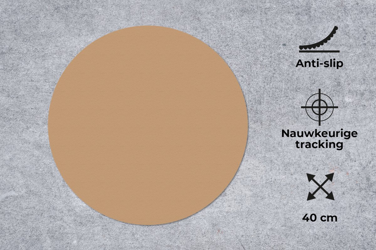 Muismat rond 40x40 cm - Mousepad Bruin - Effen print - Ronde muismatten
