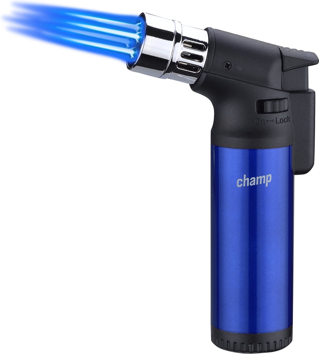 Goedkoopste Champ® Quattro Hervulbare Aansteker - Vuurwerk Aansteker - Gasbrander - Gasaansteker - BBQ - Windproof - Blauw