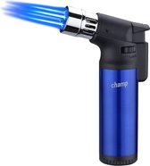 Champ® Quattro Hervulbare Aansteker - Vuurwerk Aansteker - Gasbrander - Gasaansteker - BBQ - Windproof - Blauw