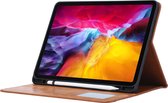 Peachy Lederen iPad Pro 12.9-inch (2018 2020 2021 2022) Case Hoes Wallet Portemonnee - Bruin Apple Pencil