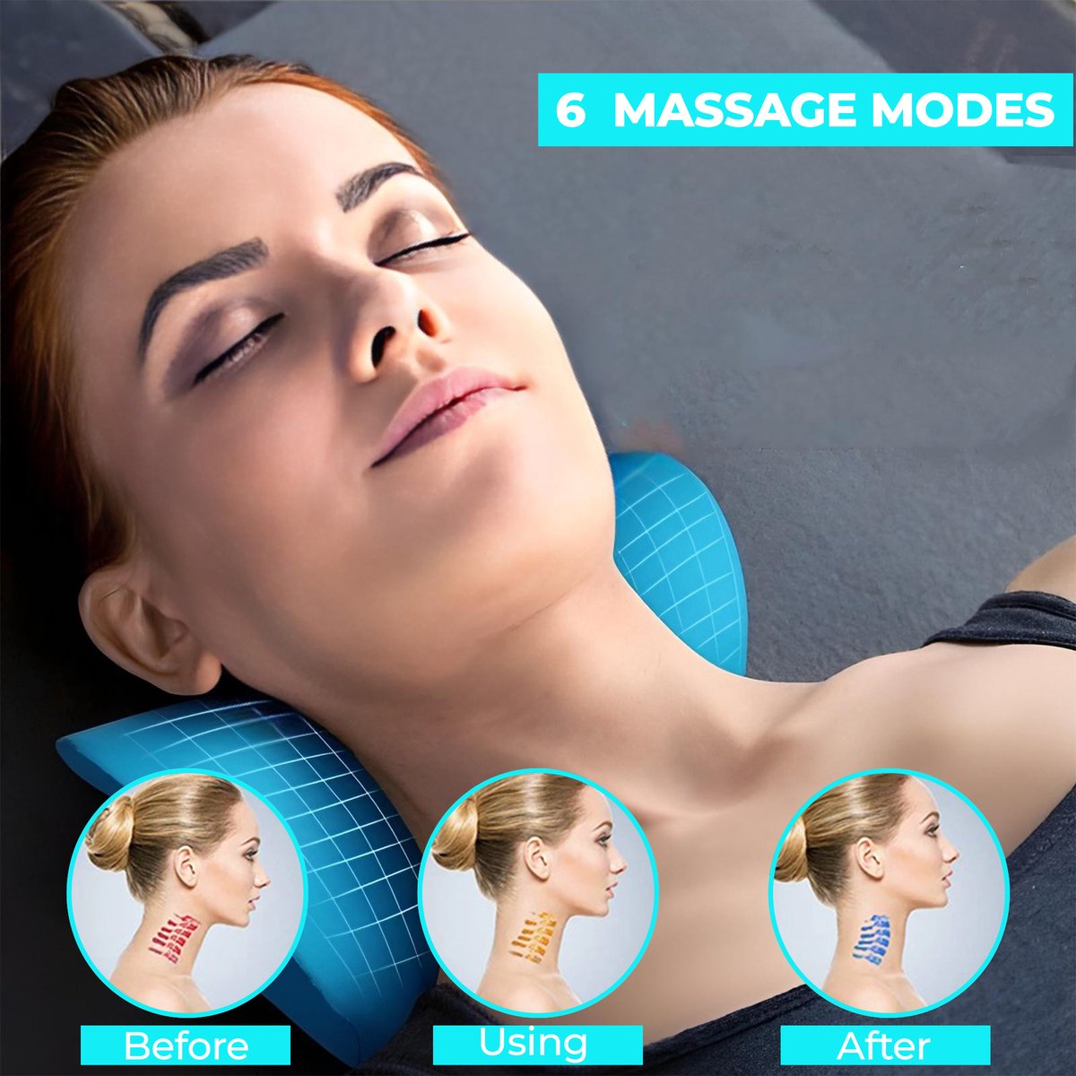 Afbeelding 3 van Nekstretcher - Nekmassage Kussen - Nekpijn en Rugklachten - Nekkussen - Shiatsu Massagekussen - Inclusief Handleiding