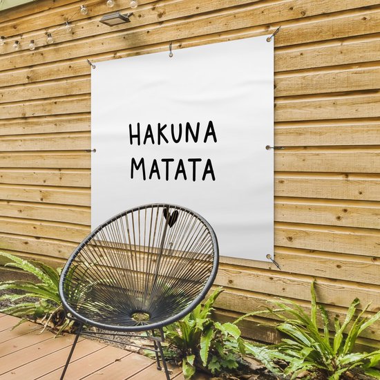 Nappe de jardin Citation hollandaise : 'Hakuna Matata' avec coeur noir sur fond blanc - 100x100 cm