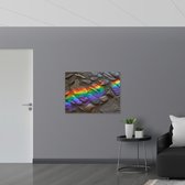 Poster Glanzend – Regenboog Lichtstralen op Stenen - 100x75 cm Foto op Posterpapier met Glanzende Afwerking
