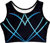 Sparkle&Dream Turntopje Joy Zwart Mint - Maat AXL S/M - Gympakje voor Turnen, Acro, Trampoline en Gymnastiek