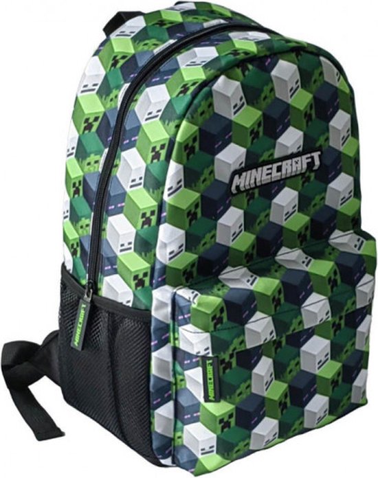 Sac à Dos Minecraft TNT Pour Enfant - License Officielle, Format A4, Poche Ordinateur Rembourrée, Vert, 42x30x12 Cm