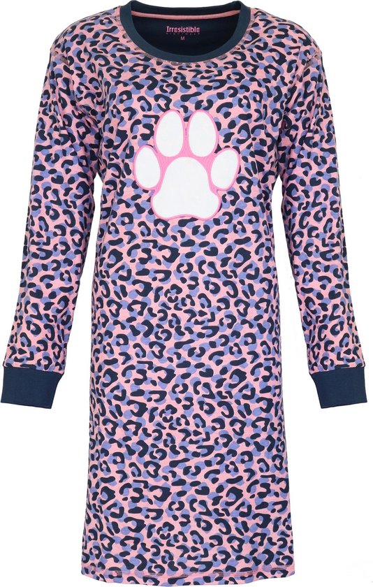 Irresistible Dames Nachthemd - 100% Katoen - Blauwe afwerking - Maat L