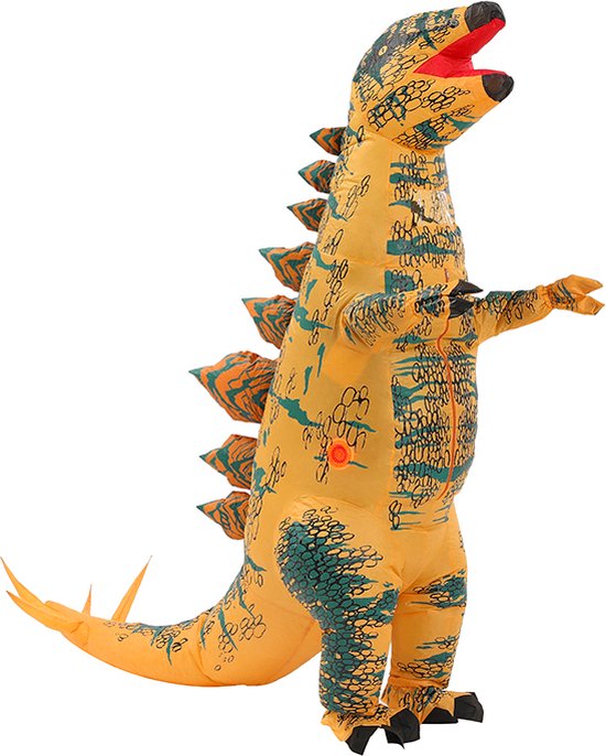 KIMU® Opblaas Kostuum Stegosaurus Bruin Kinderen - Opblaas Pak - Dinopak Mascotte Opblaaspak - Opblaasbare Dino Dinosaurus Jongen Meisje Festival