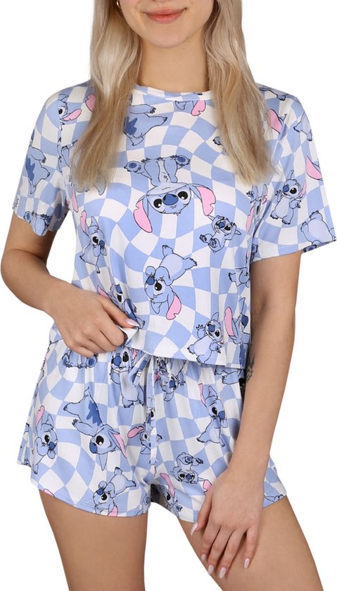 DISNEY Stitch - Zomerpyjama met korte mouwen voor dames, korte broek,  geruite pyjama / L | bol.com